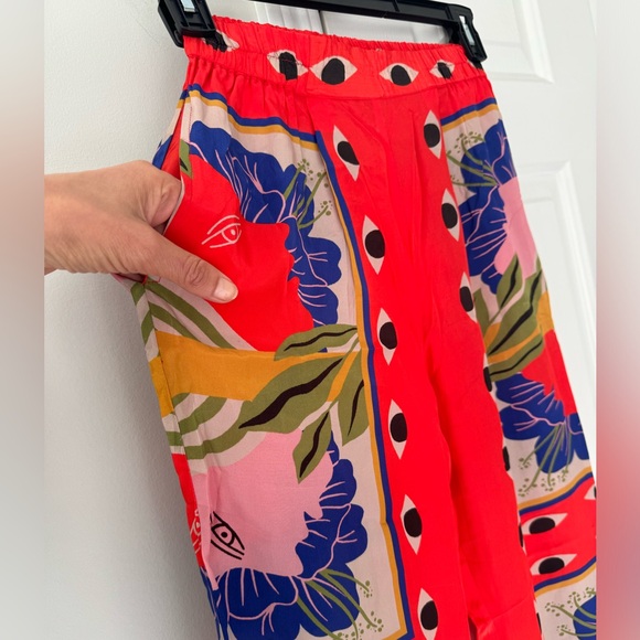 Farm Rio Surreal Scarf Print Pants, Size S - Picture 9 of 13